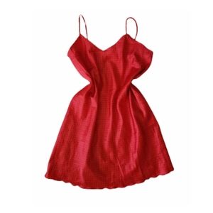 Silky red polka dot slip